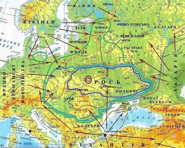 слов'яни, карта, 9 століття слов'яни, карта, 9 століття